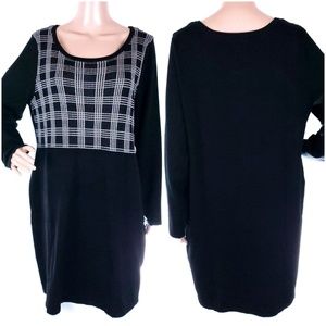 NY Collection Woman Dress Check Long Sleeves Size XL - NWT